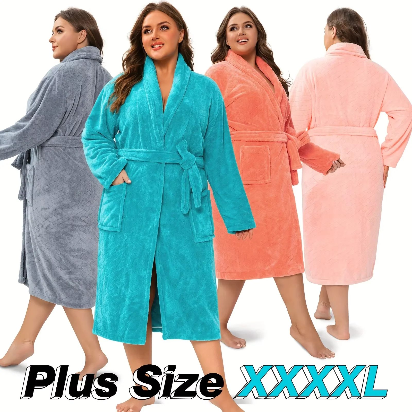 Women's Large Coral Fleece Bathrobe - Ultra Soft & Skin-Friendly, Absorbent Quick-Drying Lounge Robe for Daily Bath & Night Wear