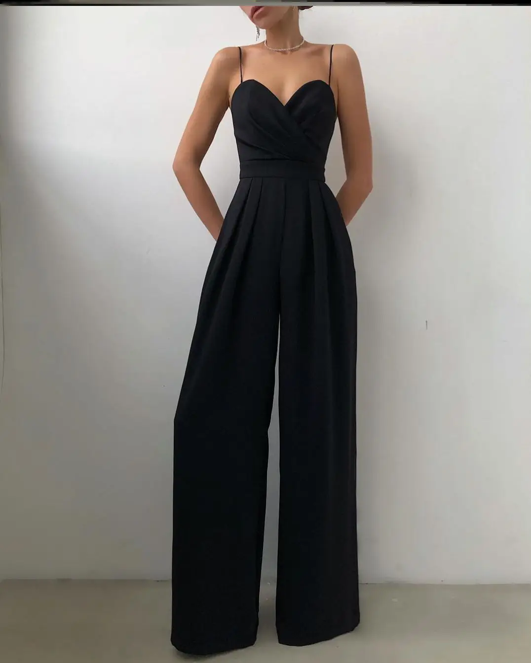 Women's Long Straight Leg Jumpsuit Summer Spring Low Waist Street Style Wide Leg Pants Floor Length Suspenders