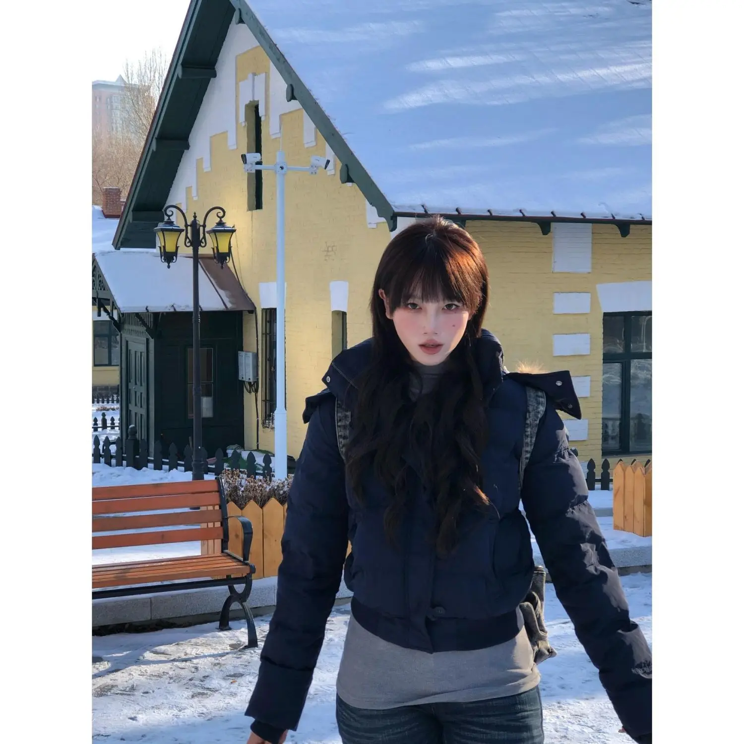 Women's Oversized Casual Big Fur Collar Thickened Coat 2025 Winter New Short Down Jacket Korean Loose Parka Coat Lady Outerwear