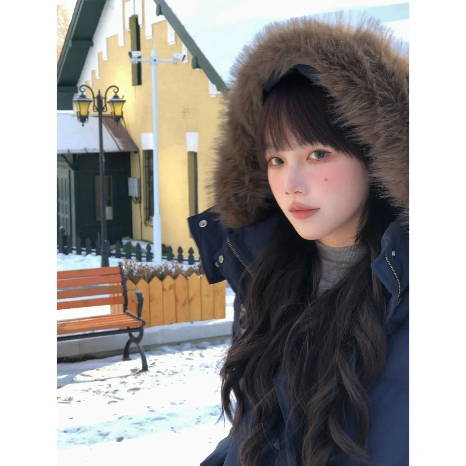 Women's Oversized Casual Big Fur Collar Thickened Coat 2025 Winter New Short Down Jacket Korean Loose Parka Coat Lady Outerwear