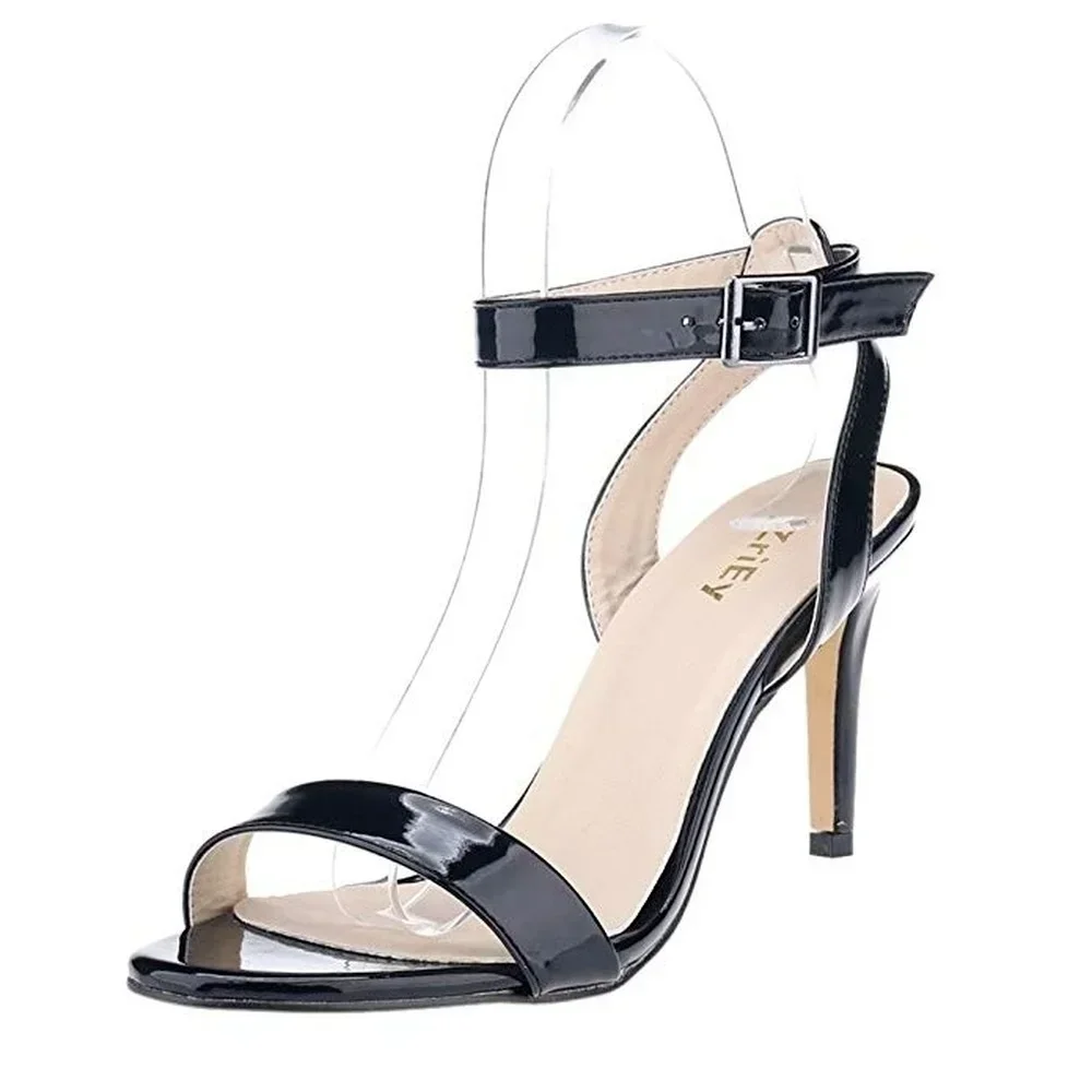 Women's Sandals Summer Block Strappy Heels Open Toe Ankle Strap Stilettos Comfortable Wedding Party Dressy 9cm Mid Heeled Shoes