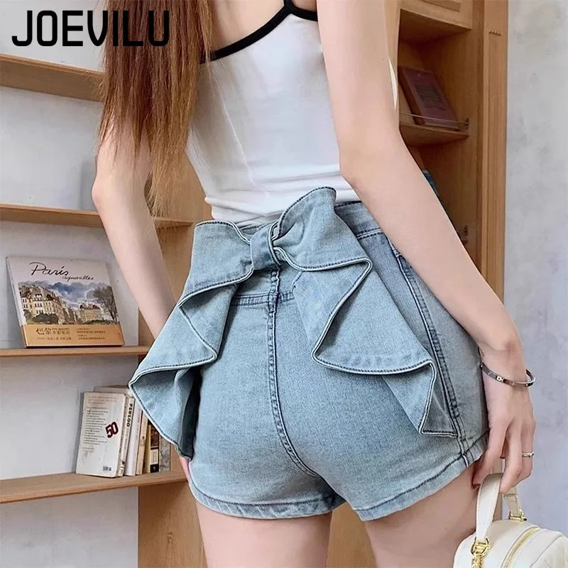 Women's Sexy Denim Shorts Y2K Petite High Waisted Hip Lifting Shorts with Personality 3D Bow Detail Slim Summer Hot Pants