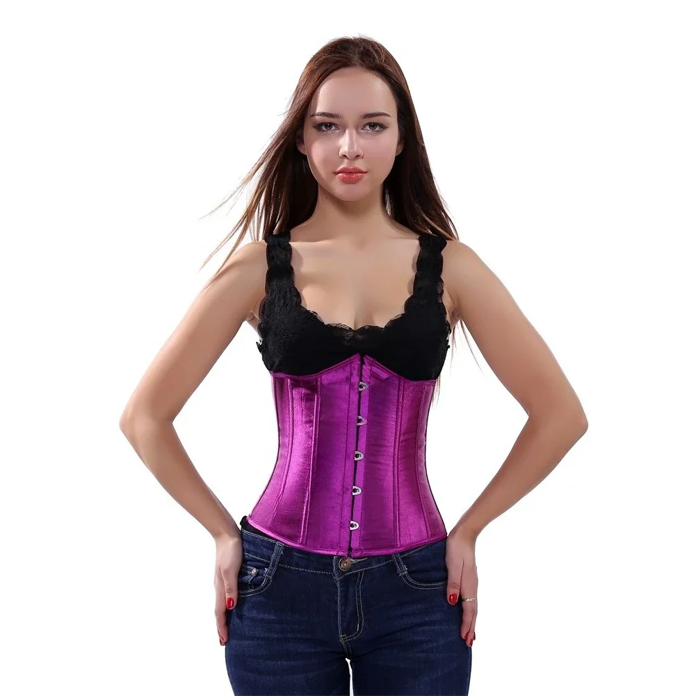 Women's Steampunk Underbust Corset Lace-up Waist Trainer Sexy Body Shaper Slimming Bustier Belt