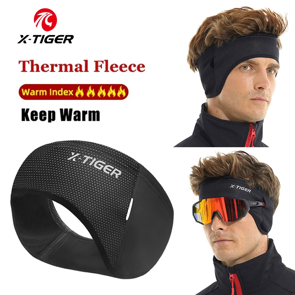 X-TIGER Winter Outdoor Cycling Headband Men's Warm Fleece Windproof Ear Cover Earmuffs Running Sports Sweatband Cycling Headgear