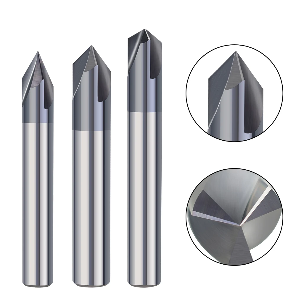 XCAN 1pc HRC55 Solid Carbide 60/90 Degrees Chamfer End Mill Cutter 6mm 8mm 10mm 3 Flute CNC Router Bit Engraving Milling Tool