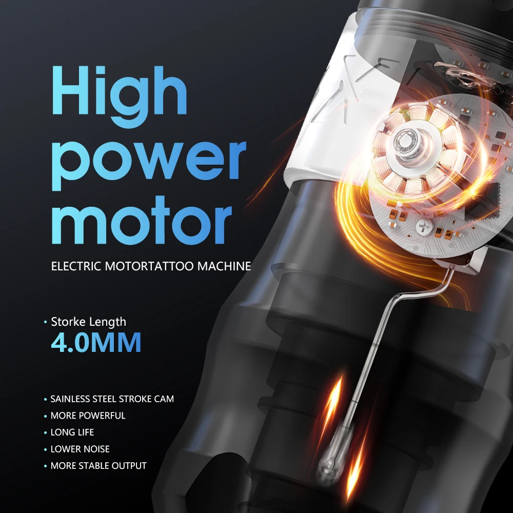 XNET Titan Wireless Tattoo Machine Kit with Extra 38mm Grip 2400mAh Battery 40pcs Mixed Tattoo Cartridge for Tattoo Artists