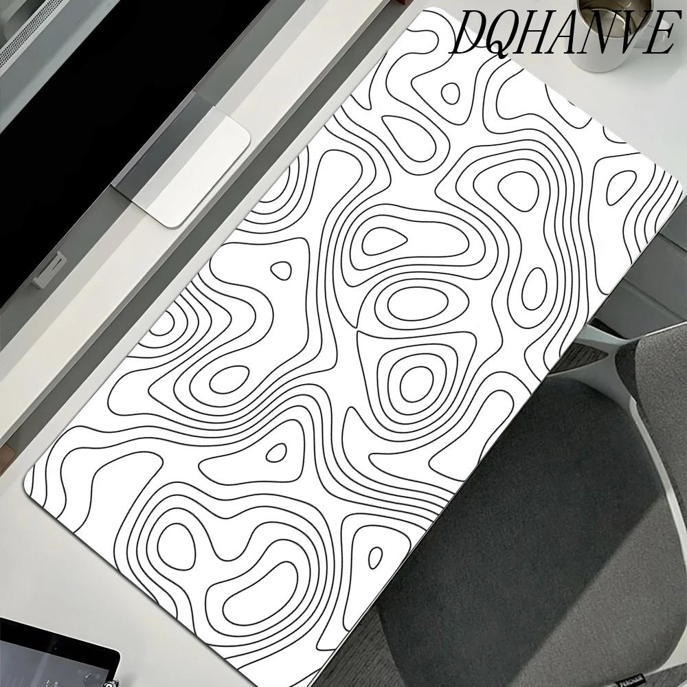 XXL Mousepad Computer Keyboard Pad Mouse Mat Black White Topographic Map Gamer Soft Office Carpet Table Mat Desktop Mouse Pad