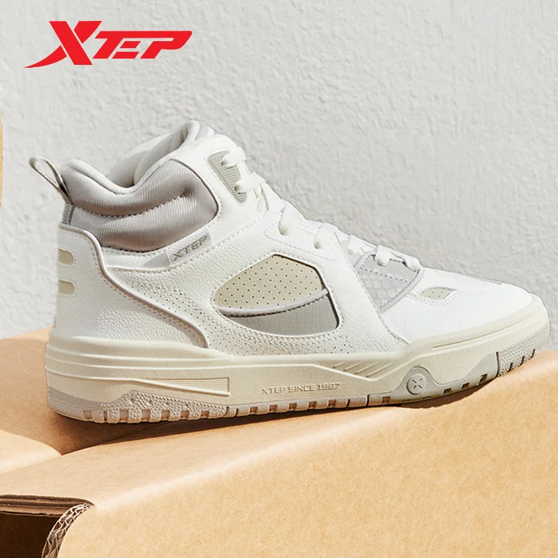 Xtep Skateboarding Shoes Men Wear-Resistant Comfortable Fashion Sport Shoes Shock Absorption High Top Sneakers 877419310024