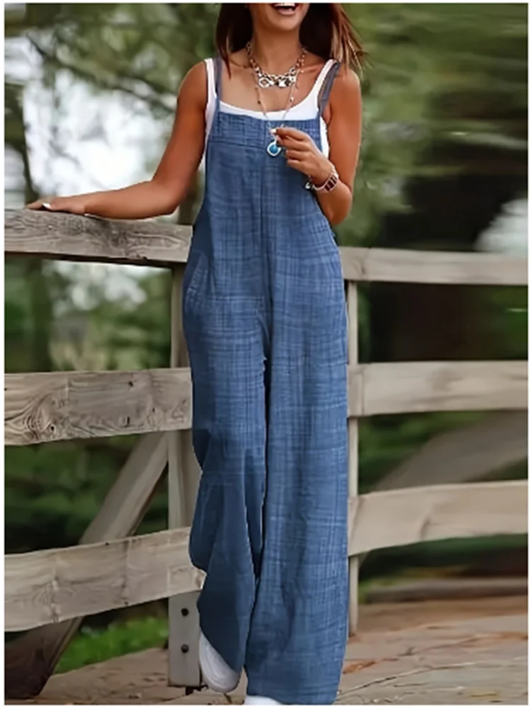 Y2K Summer Simple Pocket Strap Jumpsuit Women Sleeveless Fashion Women's Jumpsuit