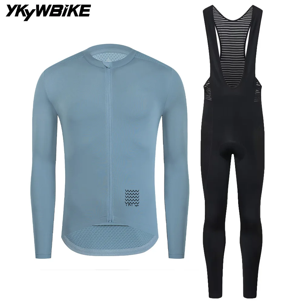 YKYWBIKE Men's Cycling Sets Long Sleeve Long Bib Pants Bicycle Clothes Man Cycling Maillot Road Bike Kit Cycling Clothing
