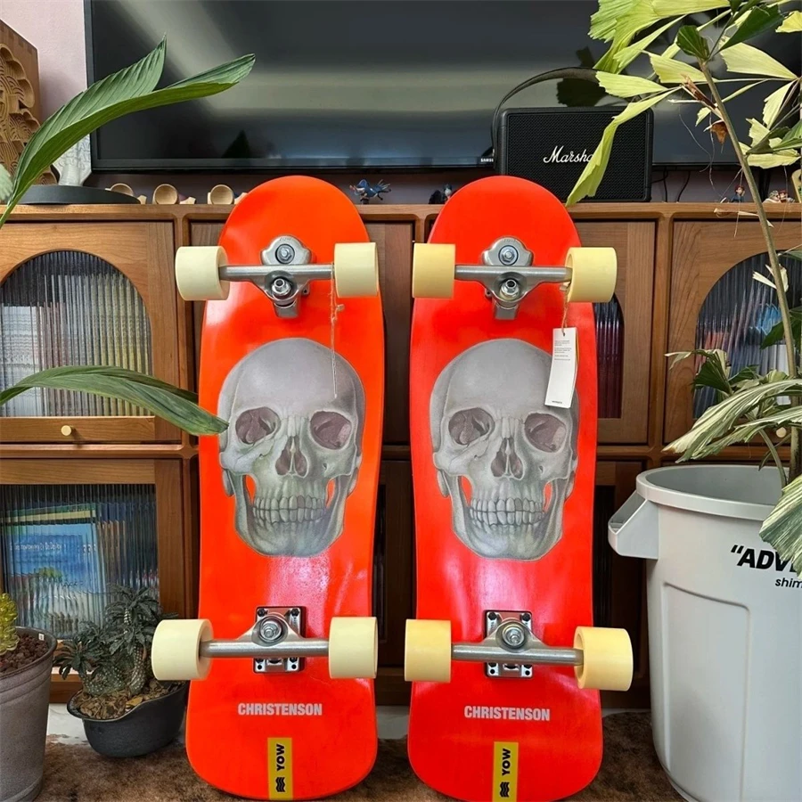 YOW land surf skateboard CHRISTENSON model orange skull design 34inch has double curvy sides pro good quality