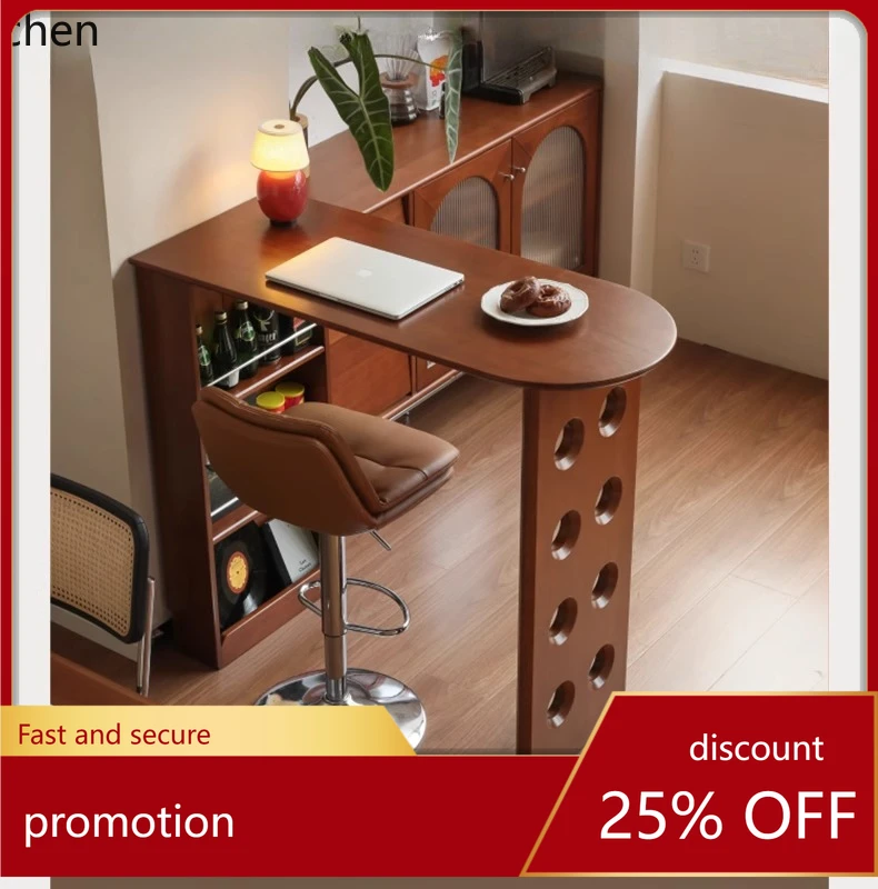 ZML solid wood bar table restaurant high table household small apartment partition cabinet retro locker