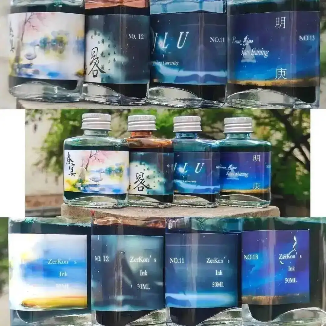 Zerkon's Ink Collection, 50ml Glass Bottle , I Color Ink Chromatography Ink Writing Drawing Pen Ink