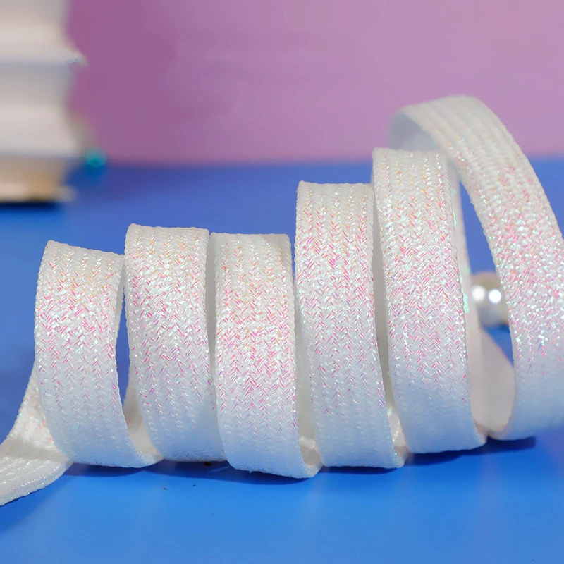 fashion Colorful Shoelaces Glitter White Shoelaces Sneakers Shiny Gold Shoelace Silver Flat Shoe Lace Sports Running Laces 1Pair