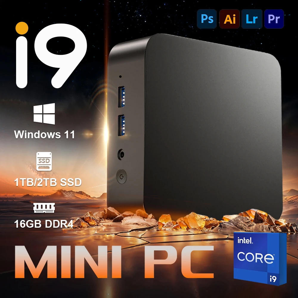 2026 Mini PC Windows 11 Pro Core i9 8950HK Portable Pc Gaming Computer 16GB RAM 512GB 1TB SSD WiFi 6 BT5.2 60Hz Desktop Pc Gamer
