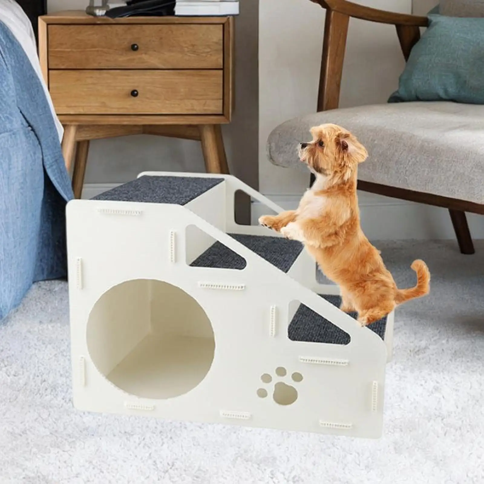 3/4 Step Dog Stair Removable Non Slip Puppy Ramp Indoor Ladder Pet For Older Dogs Cats Climbing Bed Sofa Aids Pet Supplies