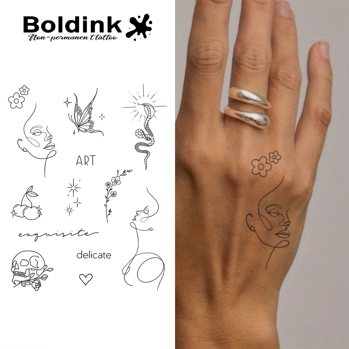 Snake Temporary Tattoo,Lasts To 15 Days New Technology Magic Waterproof Semi Permanent Sticker.