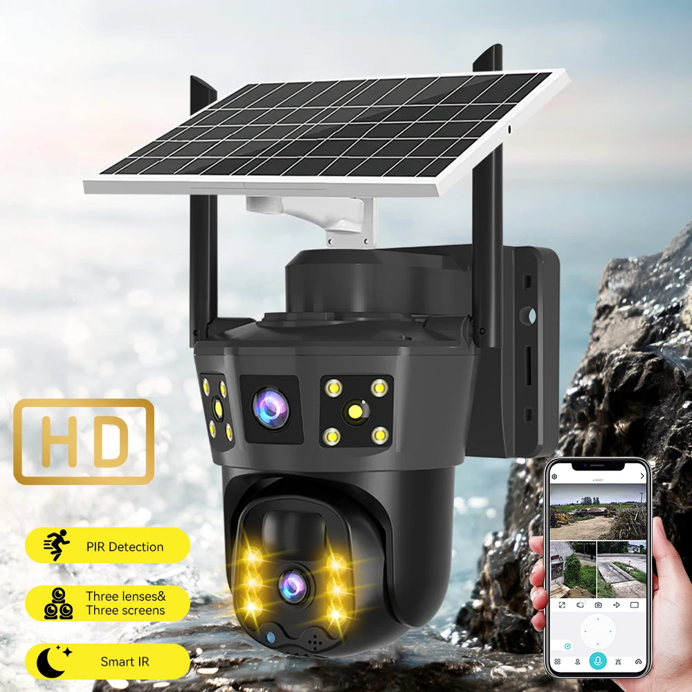 2K Cameras for Home Security 4G Outdoor Camera with solar Panel 360° Viewing Human Detection Night Vision