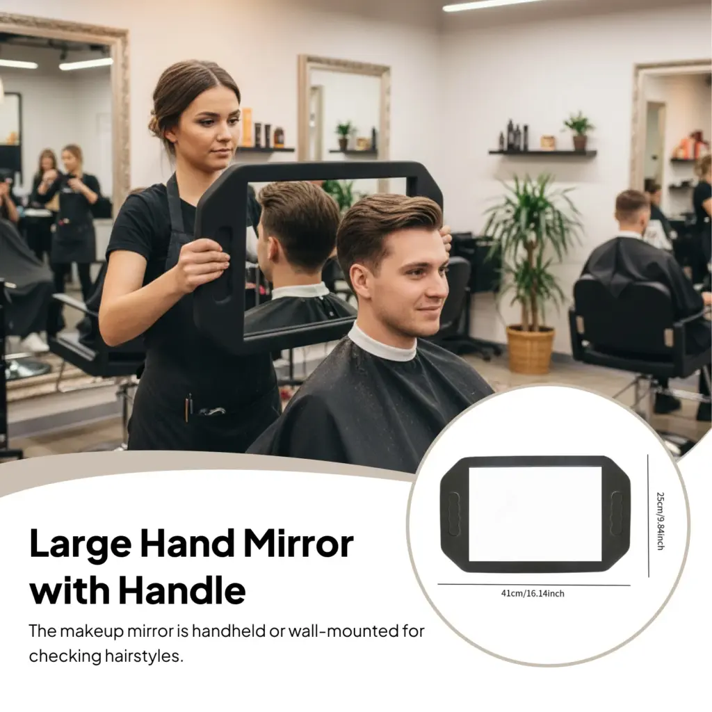 Foam Barber Mirror Portable Hairdressing Mirror Hand Mirror Handheld Mirror for Hair Cutting Bathroom Travel Salon Hair Stylist