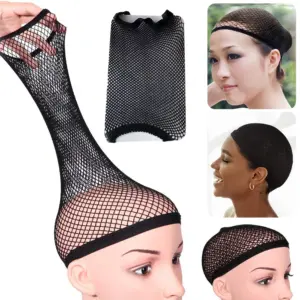 1x BLACK HAIR ELASTIC WIG CAP FISHNET LINER WEAVING MESH STOCKING SLEEP NET