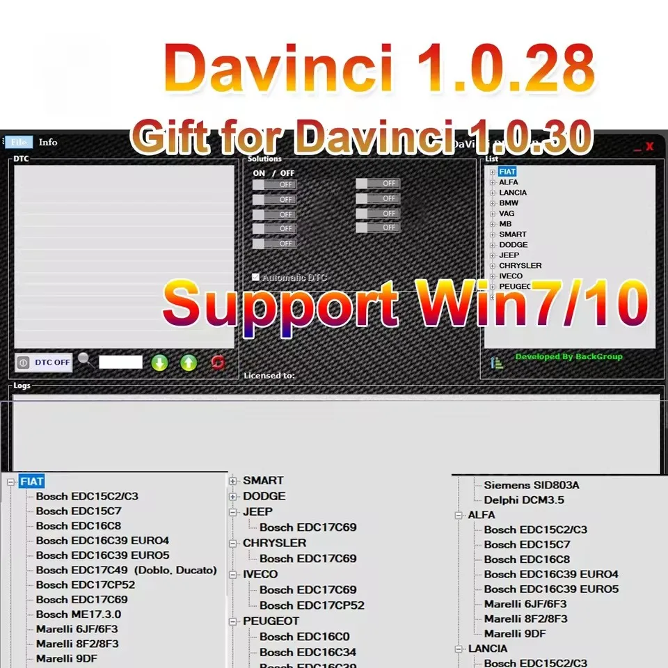Best Davinci 1.0.28 Unlimited Activate For ECU CHIP TUNING REMAPPING Software DAVINCI V1.0.26 for Win7/10/11 Work on KESS/KTAG
