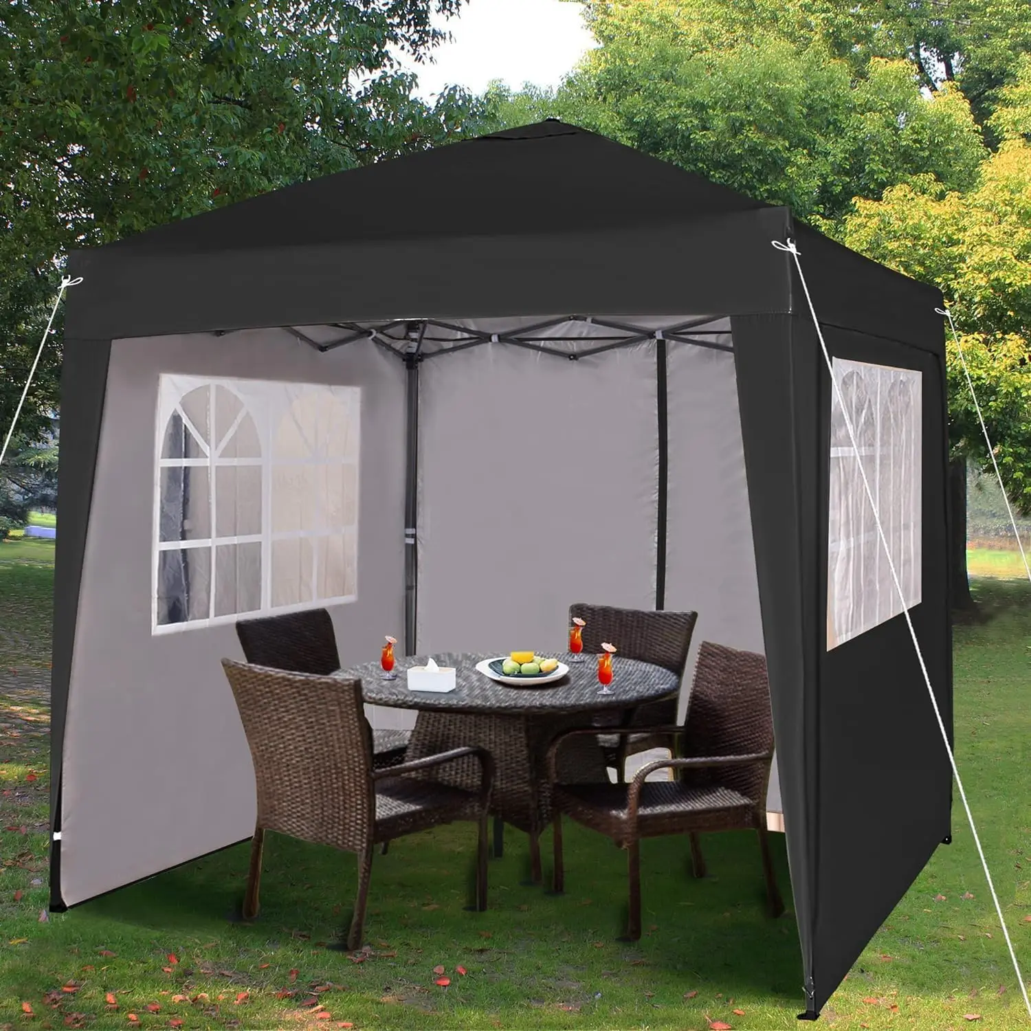 Pop-up Gazebo 2m x 2m With Sides Silver Protective Layer Waterproof Marquee Canopy