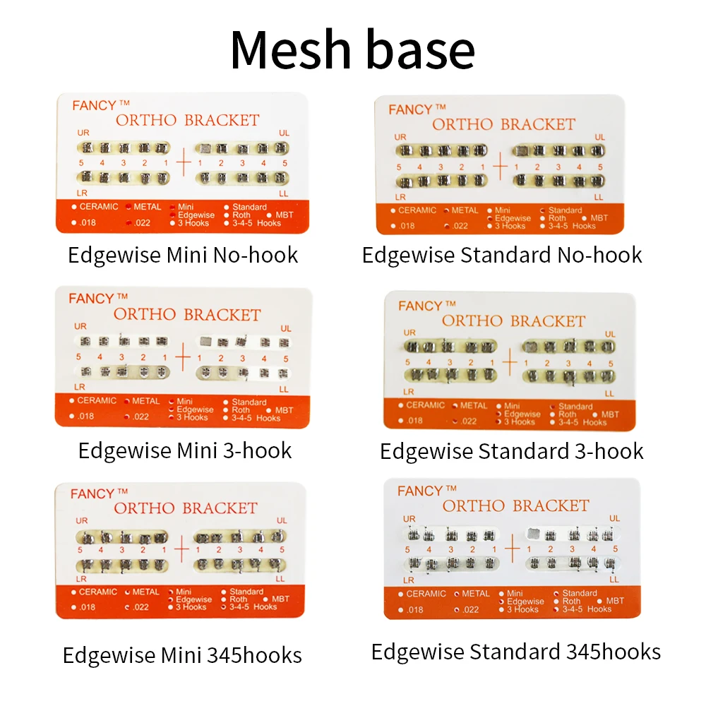 1Pack 20Pcs Edgewise Meshbase 022 Orthodontic Brace Bracket 0Hook/3Hook/345Hooks Standard Mini