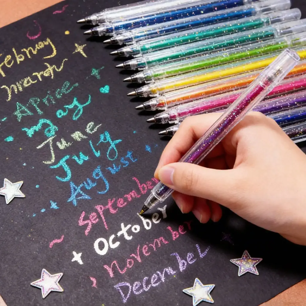 8-Pack Color-Changing Glitter Pens Mixable Journaling Supplies for Students Back-to-School