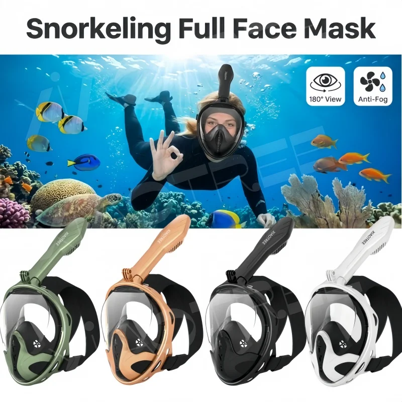 XIAOTREE New Underwater Diving Anti-Fog Full-Face Snorkeling Mask, Snorkel Breathing Mask, Safe and Waterproof