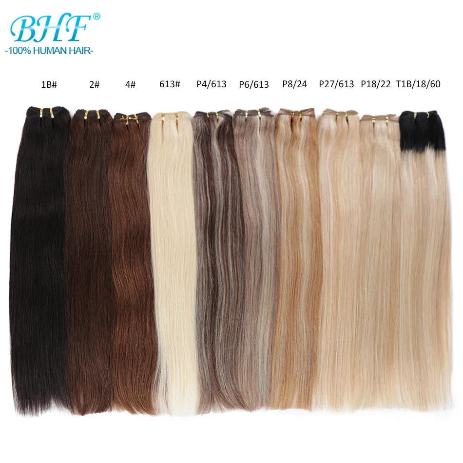 BHF Straight Human Hair Weft Platinum Blonde European Remy 100% Human Hair Weave Bundles Extensions
