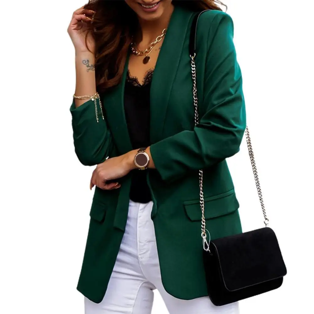 New Chic Women Blazers Autumn Lapel Elegant Solid Color Coat Long Sleeve Jacket Business Coat