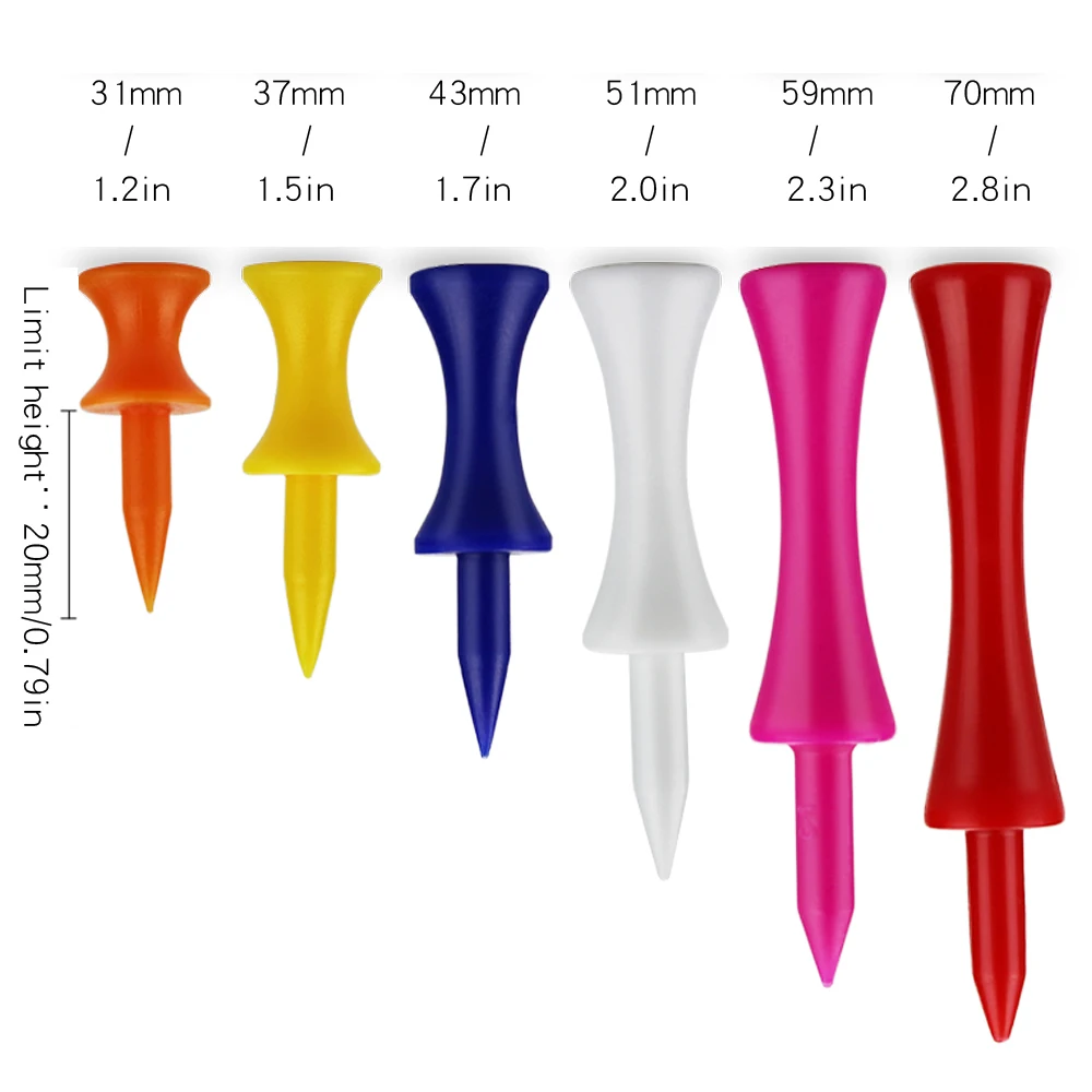 50pcs/pack Tees Step Down Golf Tees Plastic Golf Tee Colorful Best for all Over Sized Drivers, Irons & Hybrids. Longer Drives