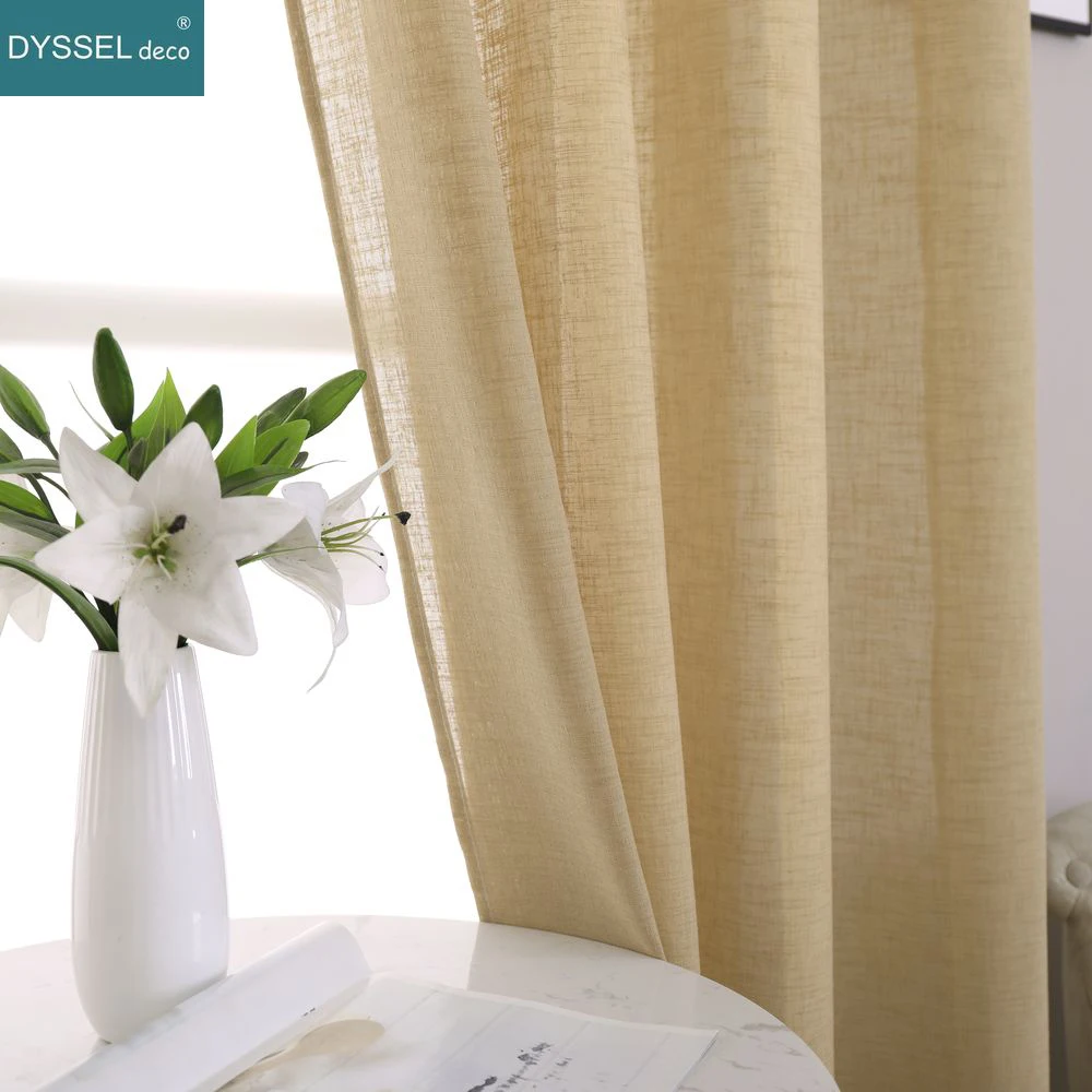 Elegant Natural Linen Tulle Voile Solid Sheer Rod Pocket Grommet Curtain for Living Room Bedroom Kitchen Window Treatments