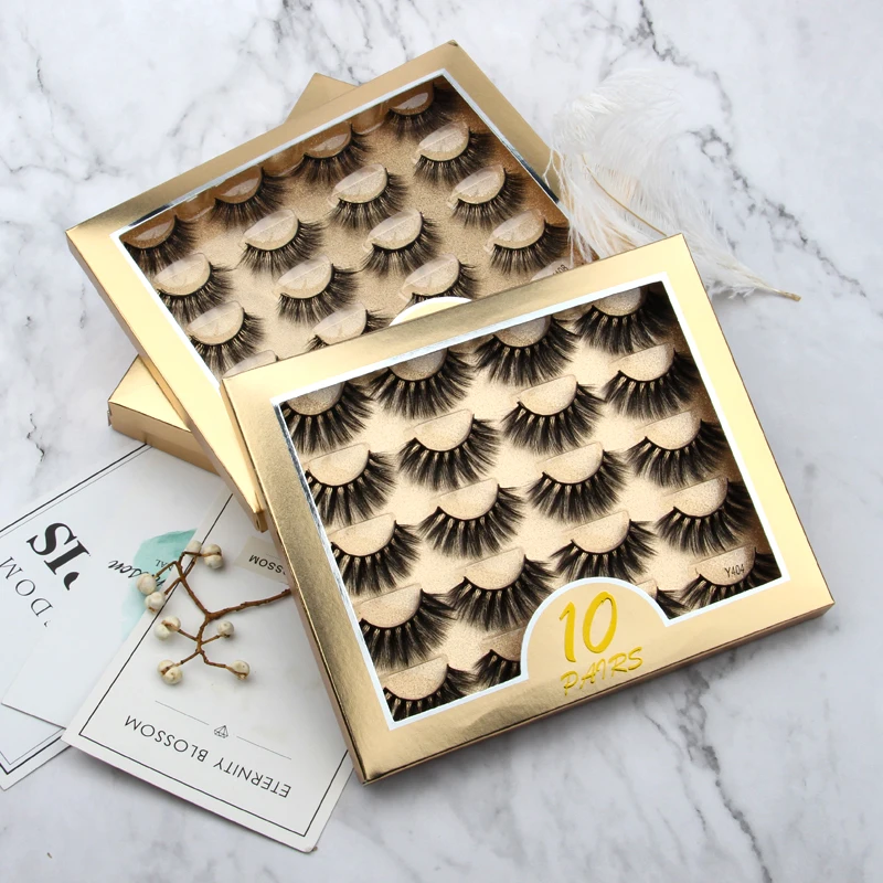5/10 Pairs 3D Mink Eyelashes Fluffy Dramatic Eyelashes Makeup Wispy Mink Lashes Natural Long False Eyelashes Thick Fake Lashes