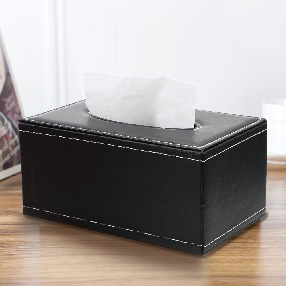PU Leather Tissue Boxes Rectangular Napkin Box Tissue Paper Holder Home Kitchen Organization Home Supplies Anti-moisture