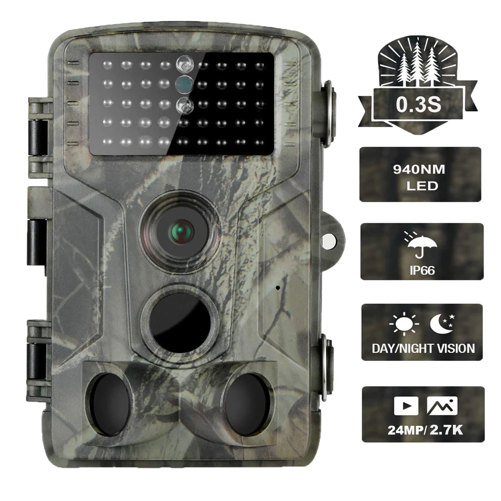 HC802A 2.7K 24MP Wireless Trail Camera Night Vision Hunting Wildlife Surveillance Photo Trap Cam with Tracking Features
