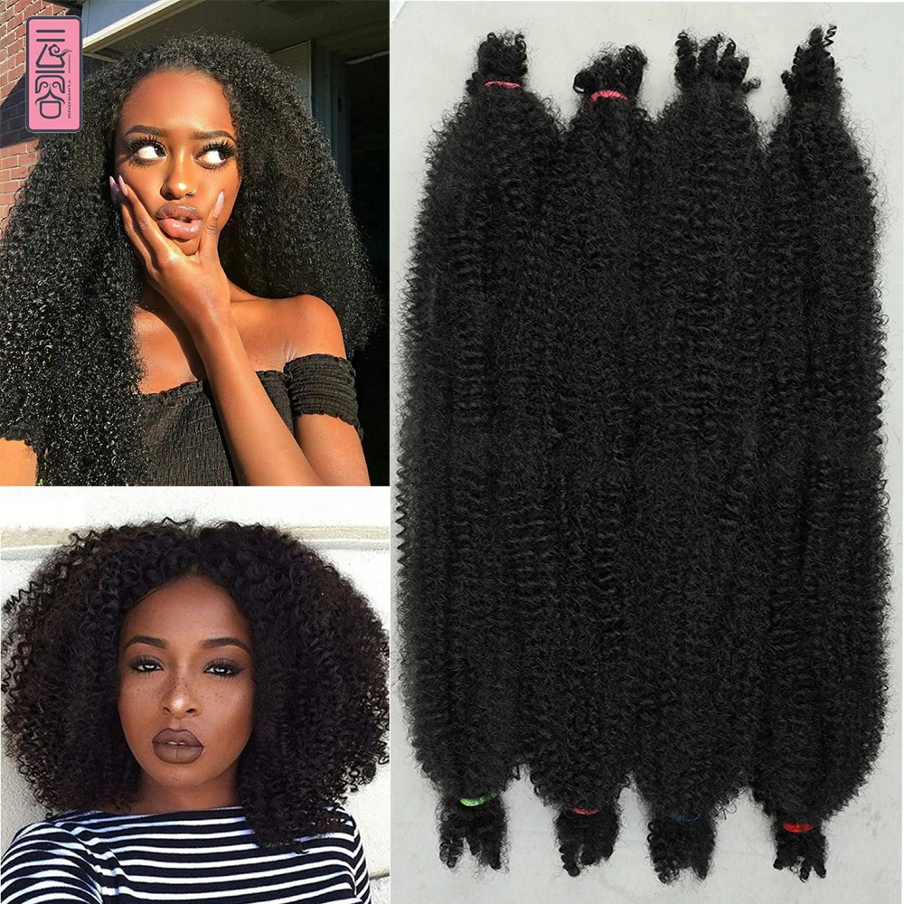 Afro Kinky Marely Braiding Crochet Hair Springy Afro Twist Hair Kinky Bulk Hair Extensions For African Women Braids YunRong