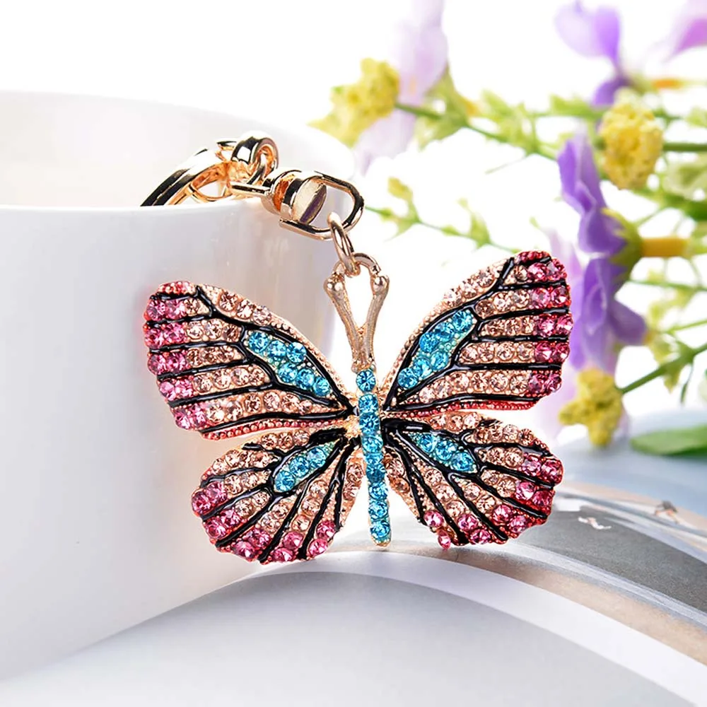 Crystal Butterfly Keychain Glittering Full Rhinestone Alloy Key Chain For Women Girl Car Bag Accessories Fashion Key Ring