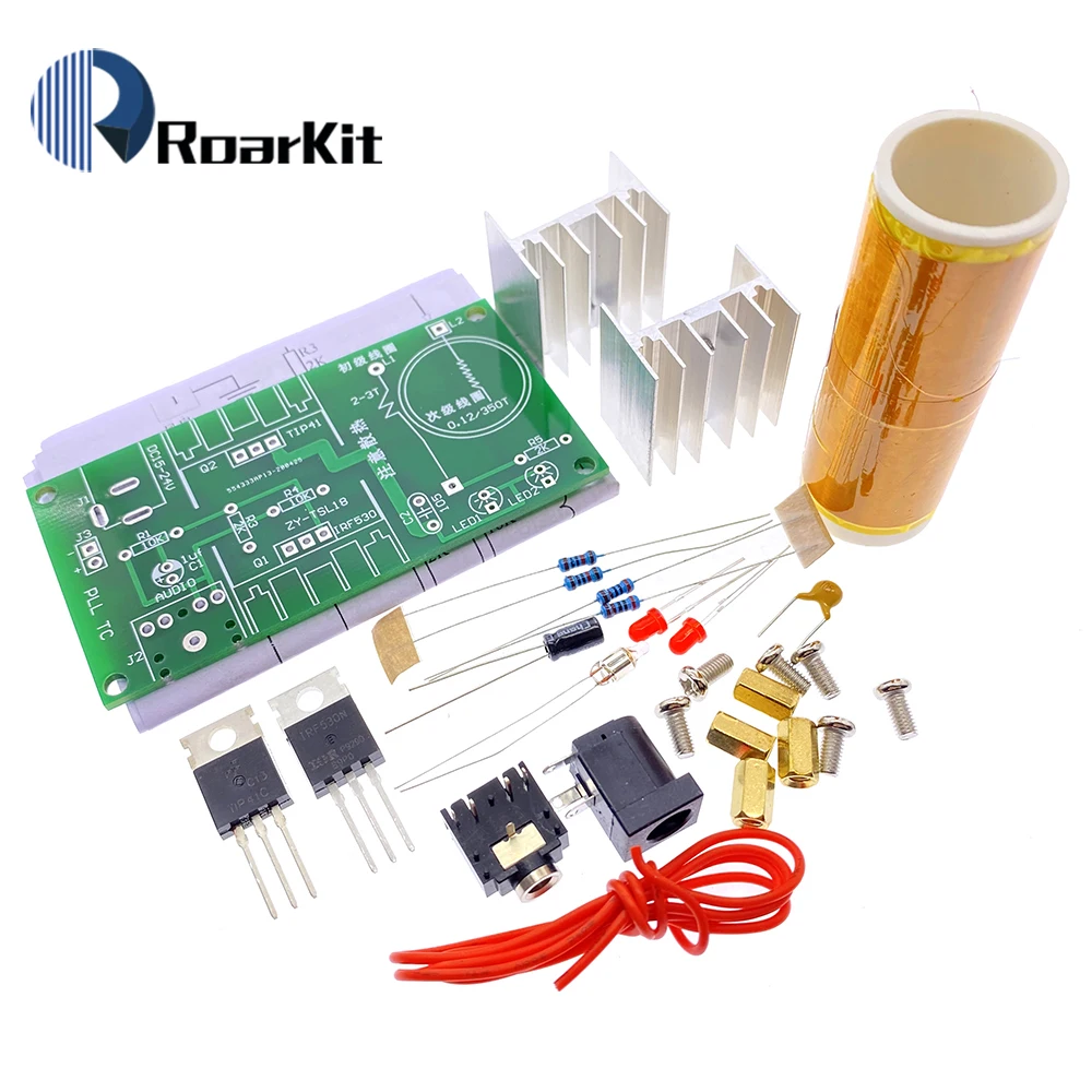 Tesla Coil DIY Electronic Kit Parts Production Magic Props 15W MINI Music Loudspeaker Production 3.5mm Socket DC 15-24V 2A