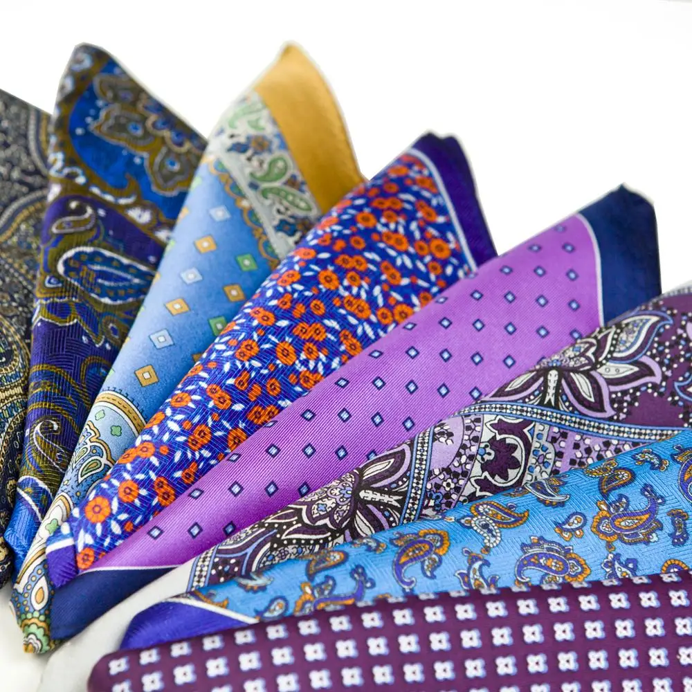Mens Hanky Pocket Square Multicolor Silk Printed Accessories Colourful Stylish Handkerchief Handmade Suit Gift For Men