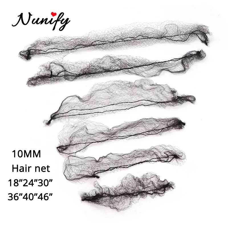 20Pcs/lot Hair Nets Invisible Elastic Edge Mesh Long 36 Inches Black Short 18Inch Wig Nets Invisible Soft Elastic Lines Hair Net