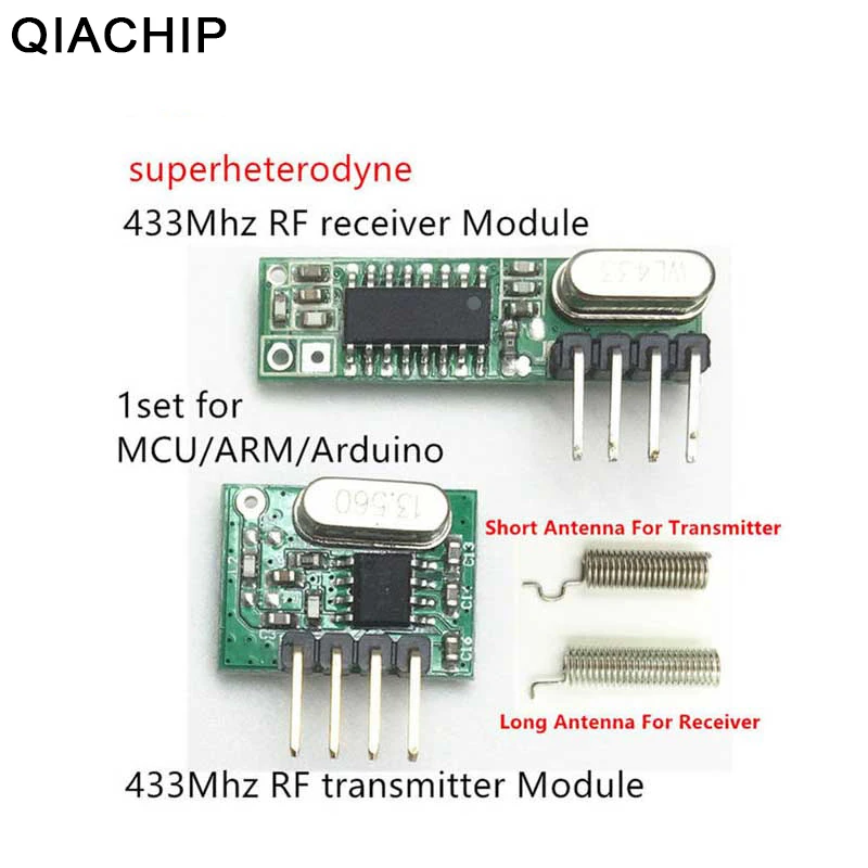 433Mhz RF Transmitter and Receiver Superheterodyne ASK 433 Mhz Module With Antenna For Arduino Uno Wireless Diy Kits