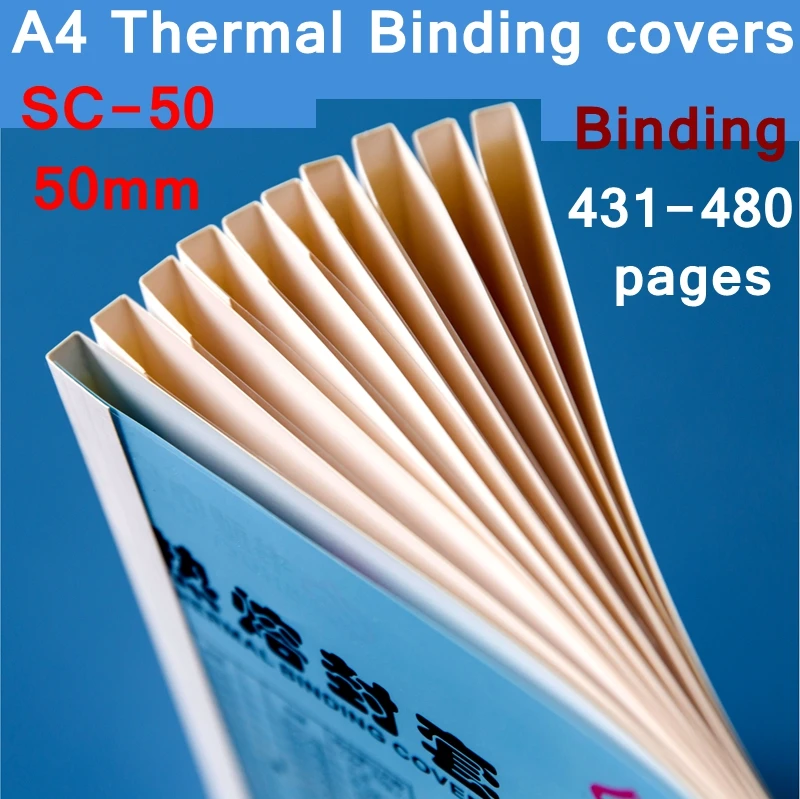 10PCS/LOT SC-50 Clear Face Thermal Binding Covers A4 Glue Binding Cover 50mm (430-480 sheets) Book Cover Office Binding Supplier