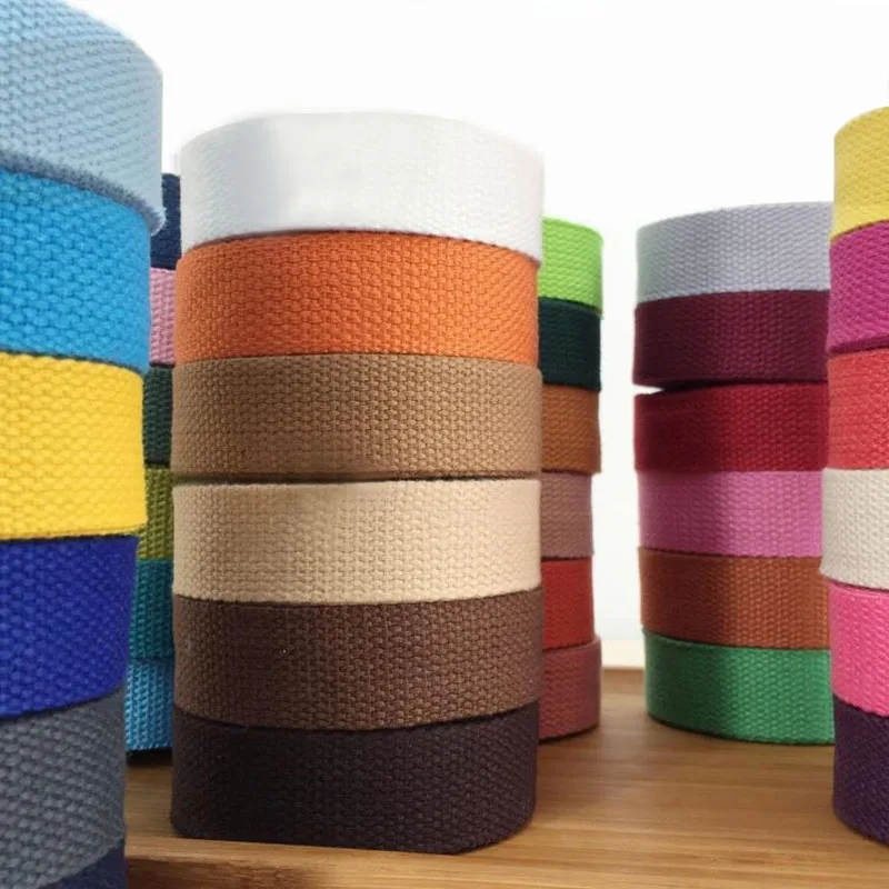 New 12 meters 25mm Webbing Polyester Cotton Canvas Webbings Ribbon for Backpack Strap Belt Tape Garment Woven Band