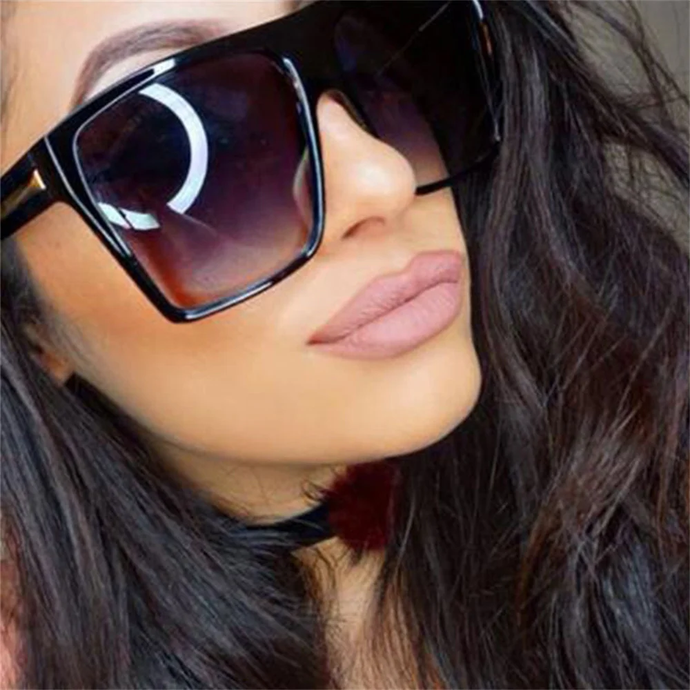 Fashion Vintage Sunglasses Women Brand Designer Oversized Sun Glasses 2026 Shades Large Black Lens Glasses UV400 Trend Eyewear