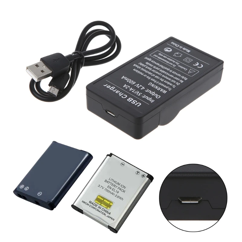 Battery Charger for nikon EN-EL19 S2500 S2600 S3100 S3300 S4100 S3300 Battery