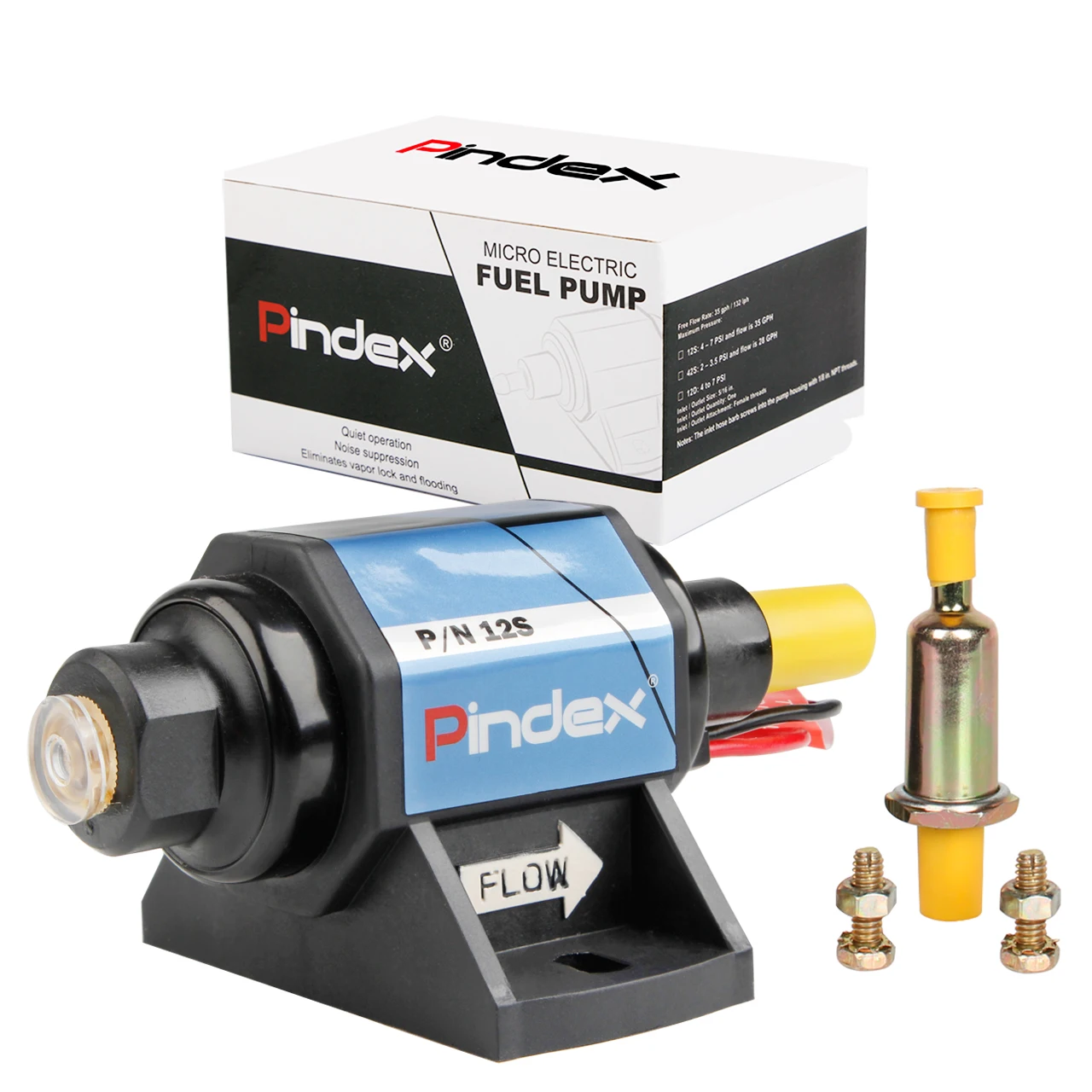 Universal 12V 35 GPH 4-7 PSI Micro Electronic Fuel Pumps External Oil Pump Fit 4,6 & 8 Cylinder Carburetor