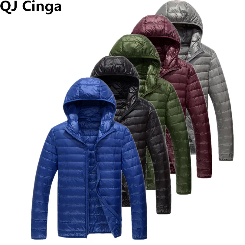 2026 Men's Blue Hooded Coat, Zipper Control Winter Light and Thin Jacket, Fashion Hot Sale Parkas Jaqueta Asian Size M-5XL