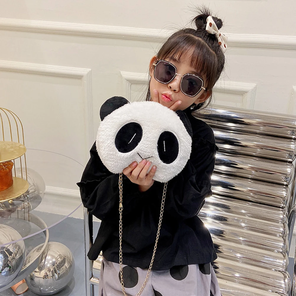Cute Cartoon Panda Crossbody Bag Children Plush Chain Shoulder Bags Small Purse Money Bags for Kids Baby Christmas Birthday Gift