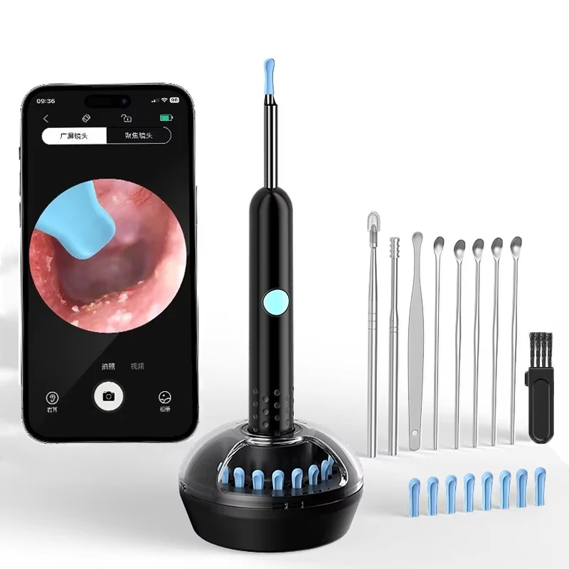 Smart Visual Ear Cleaner Set with Camera 1080P Ear Sticks Ear Wax Removal Tool WIFI Connection HD LED Lights Earpick Endoscope